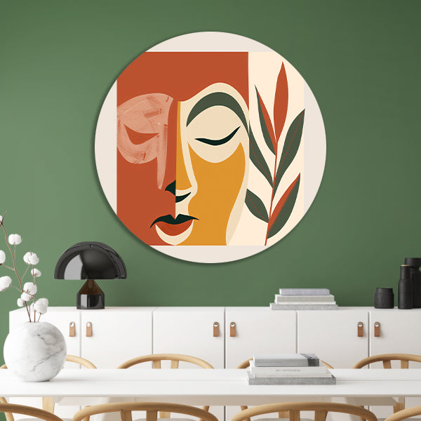 Abstract gezicht met natuurlijke elementen   forex muurcirkel