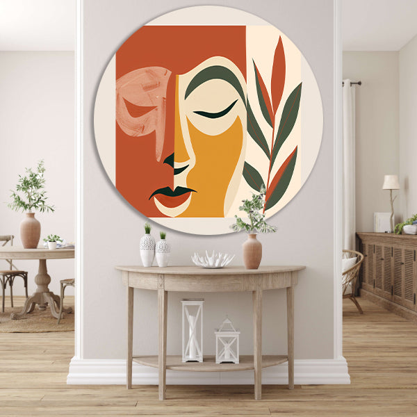 Abstract gezicht met natuurlijke elementen   forex muurcirkel