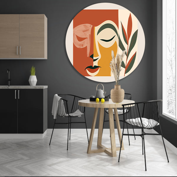 Abstract gezicht met natuurlijke elementen   forex muurcirkel