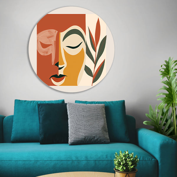 Abstract gezicht met natuurlijke elementen   forex muurcirkel