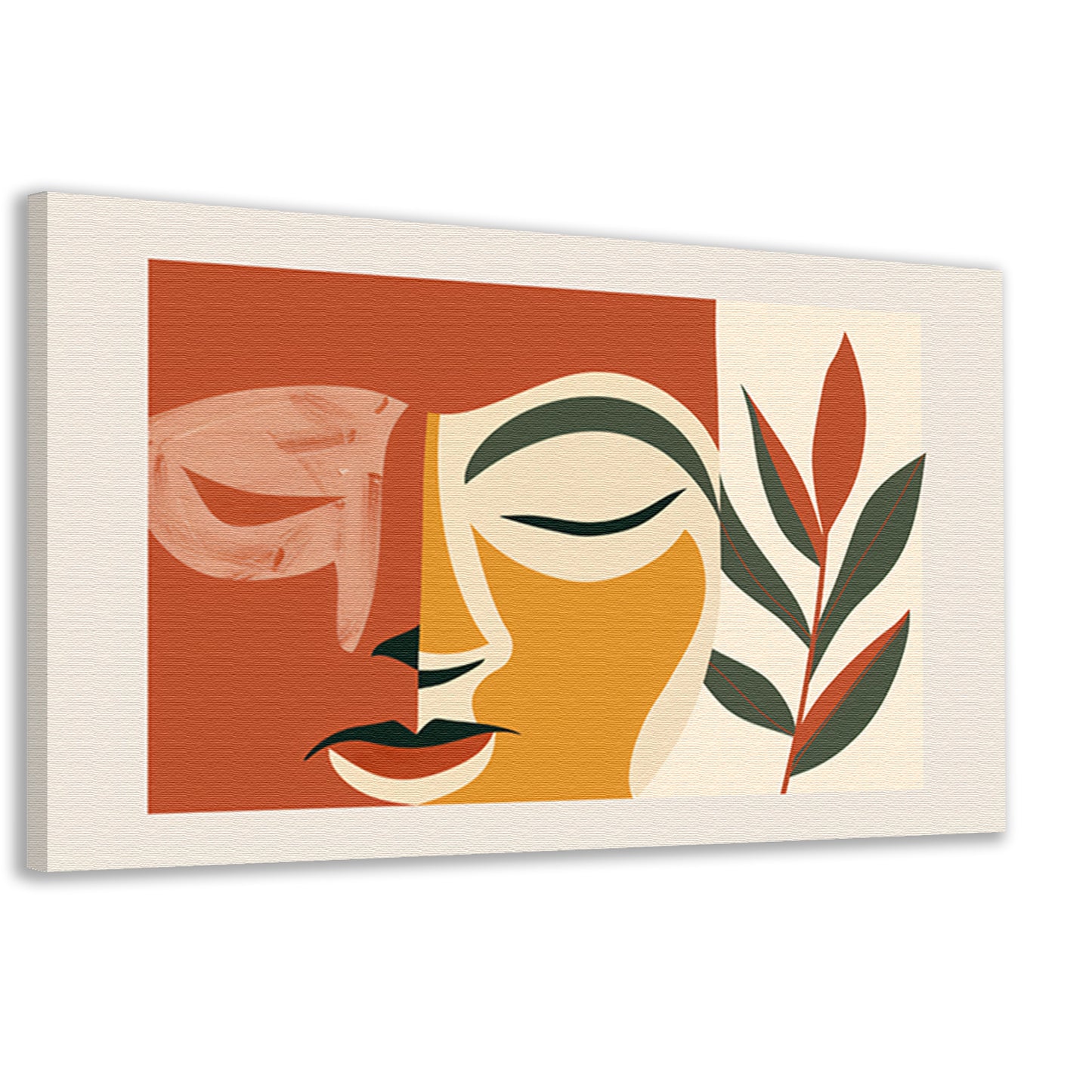 Abstract gezicht met natuurlijke elementen canvas