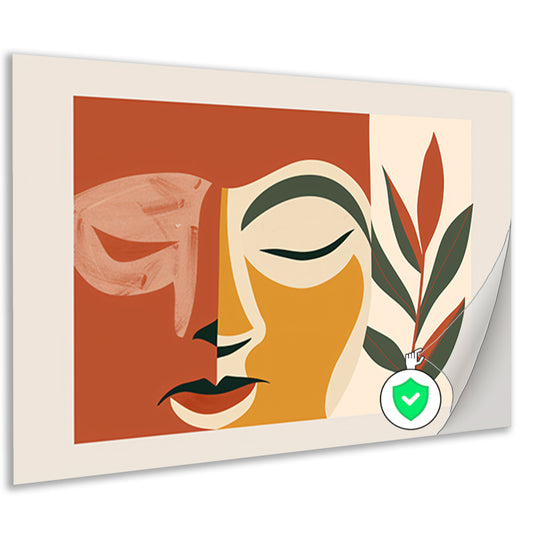 Abstract gezicht met natuurlijke elementen   poster