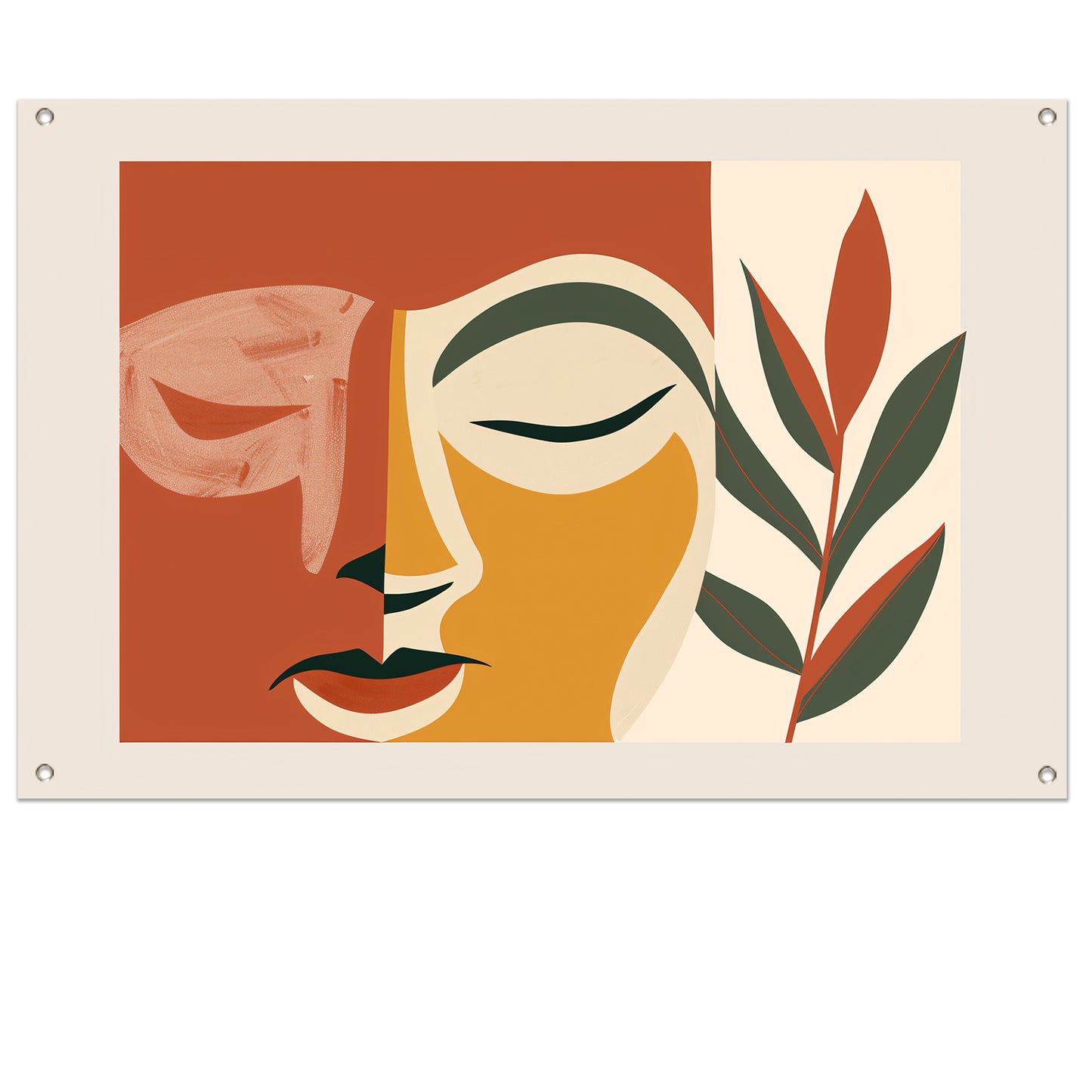 Abstract gezicht met natuurlijke elementen tuinposter