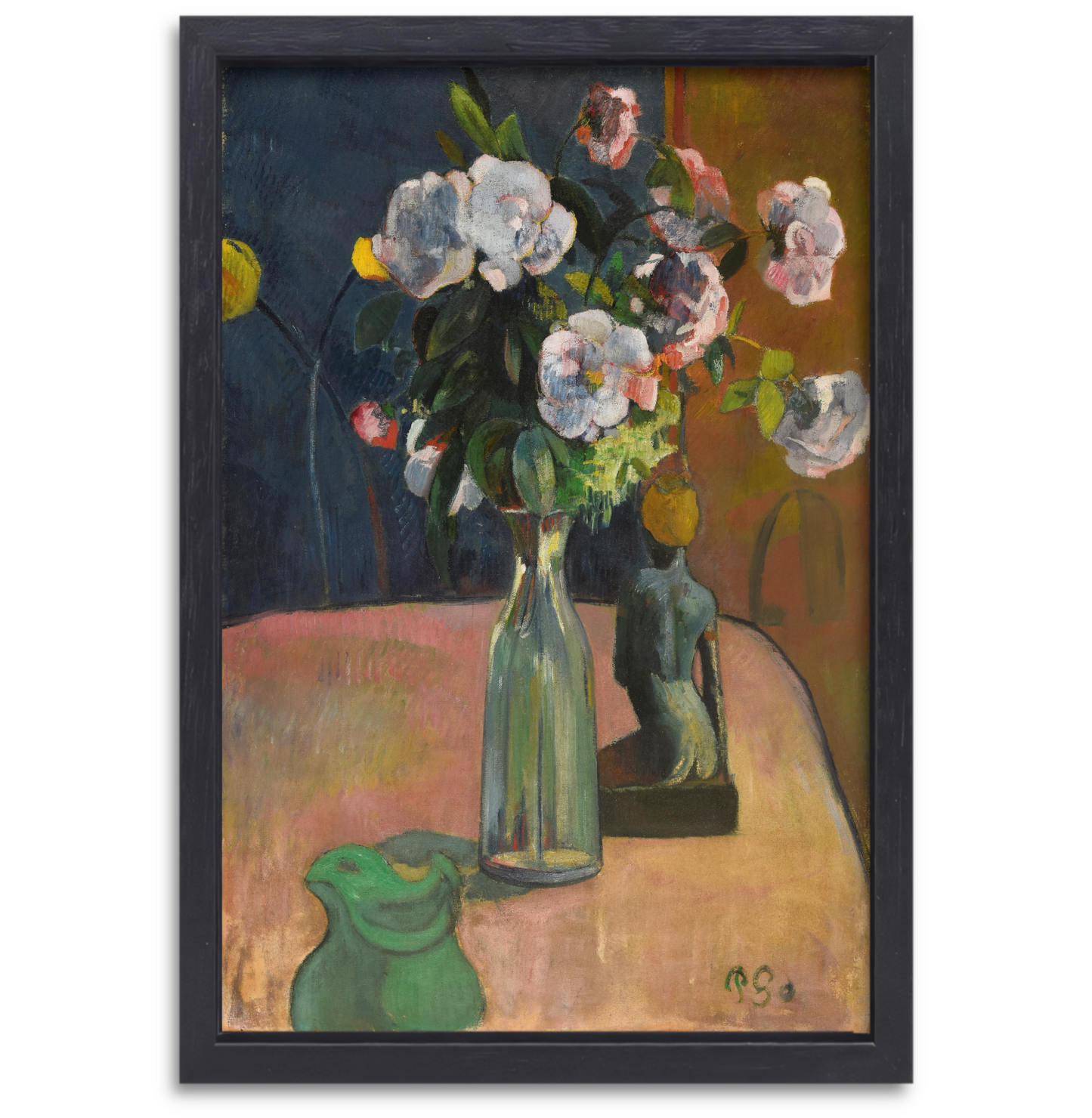 Rozen en beeldje - Paul Gauguin canvas met baklijst