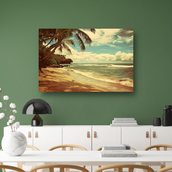 Tropisch Strand met Palmbomen canvas
