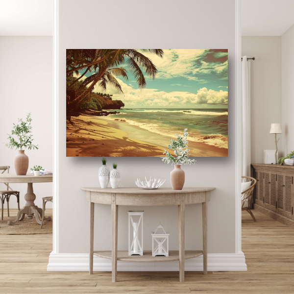 Tropisch Strand met Palmbomen canvas