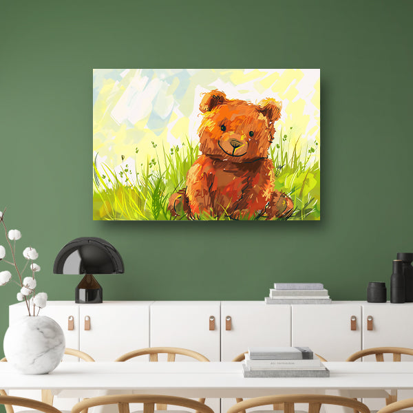 Schattige beer in zomers landschap acrylglas