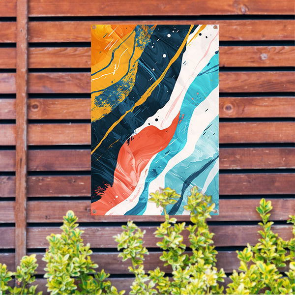 Abstract Kleurendans op Wit tuinposter