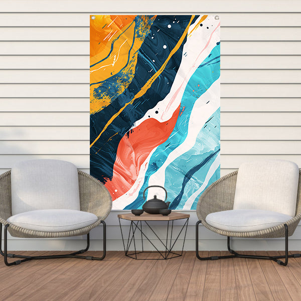 Abstract Kleurendans op Wit tuinposter