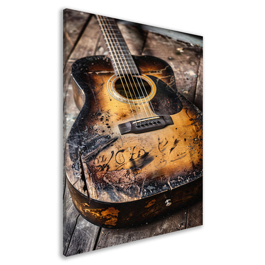Afgebrande gitaar met graffitikunst canvas