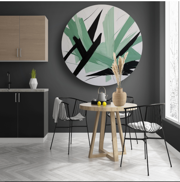 Expressieve Abstractie in Zwart en Groen forex muurcirkel
