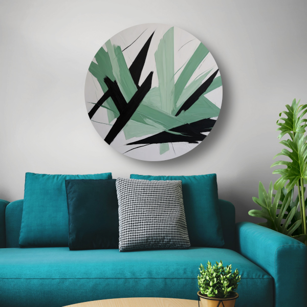Expressieve Abstractie in Zwart en Groen forex muurcirkel