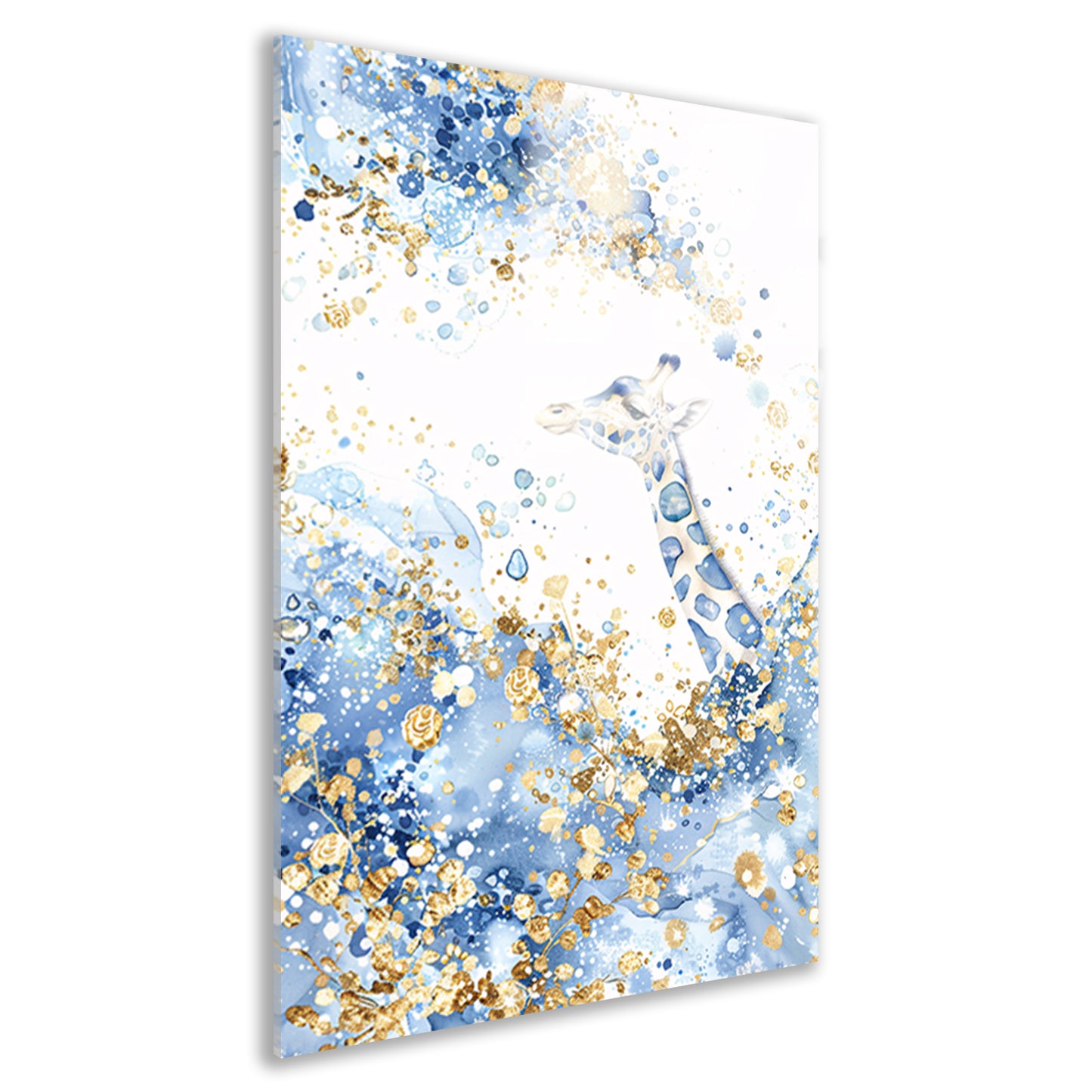 Sierlijke giraffe in blauw en goud acrylglas