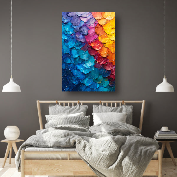 Abstract met levendige kleuren canvas met baklijst