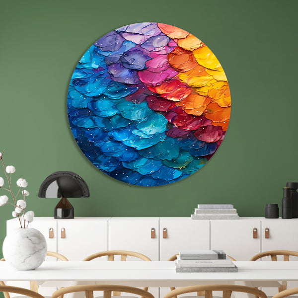 Abstract met levendige kleuren aluminium muurcirkel