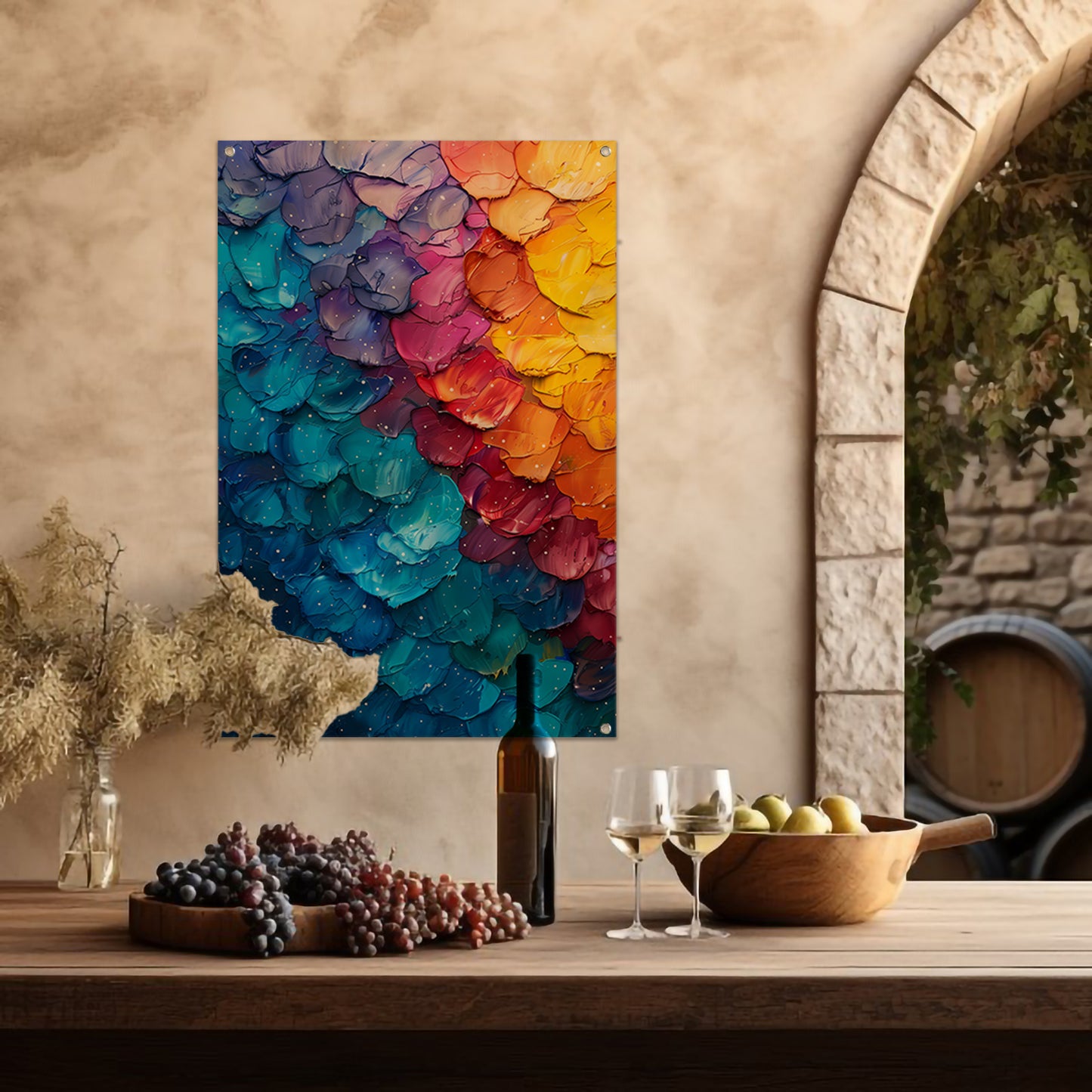 Abstract met levendige kleuren tuinposter
