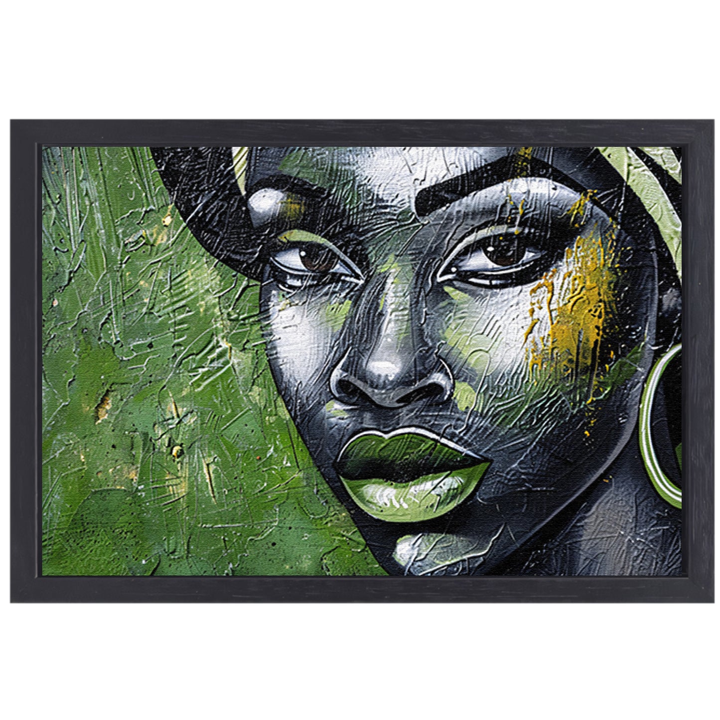 Schilderij van een moderne Afrikaanse vrouw canvas met baklijst