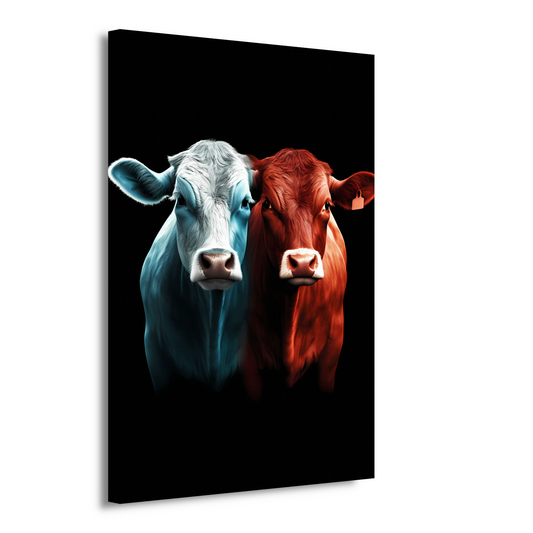 Twee koeien in minimalistische stijl canvas