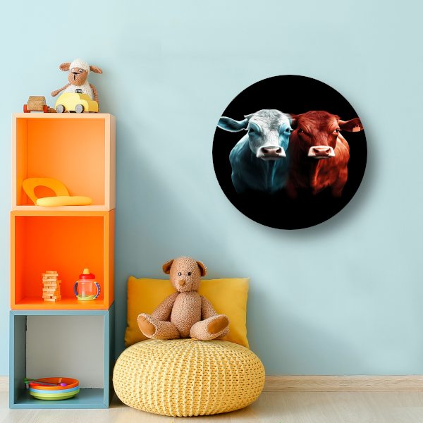 Twee koeien in minimalistische stijl forex muurcirkel