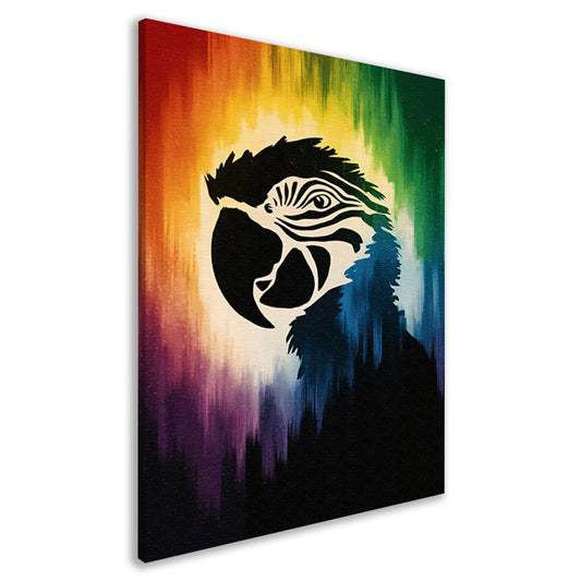 Kleurrijk papegaai silhouet met abstracte achtergrond canvas