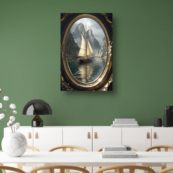 Zeilschip in Spiegelbeeld van de Tijd canvas