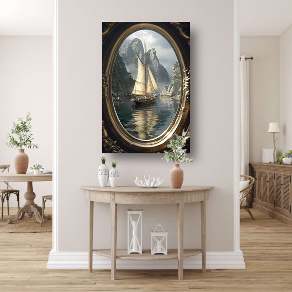 Zeilschip in Spiegelbeeld van de Tijd canvas