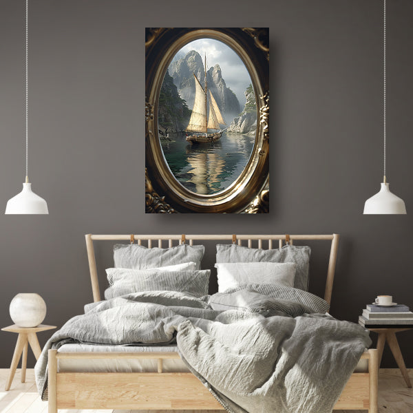 Zeilschip in Spiegelbeeld van de Tijd canvas
