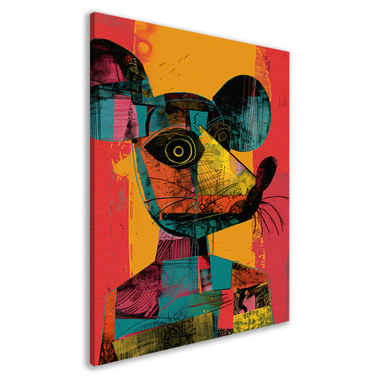 Kleurrijk Pop-Art Muis Portret canvas