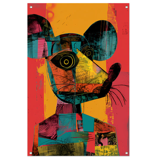 Kleurrijk Pop-Art Muis Portret tuinposter