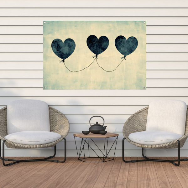 Zwevende minimalistische hartjes tuinposter