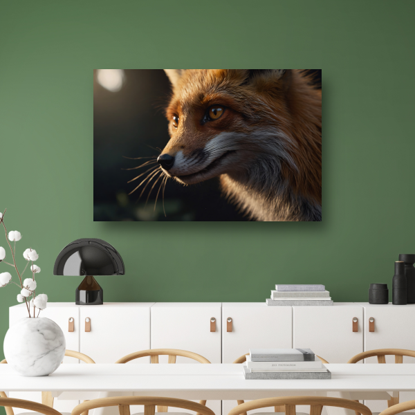 Close-up van een vos in gouden licht canvas met baklijst