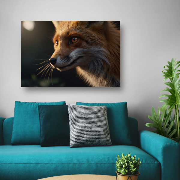 Close-up van een vos in gouden licht canvas met baklijst