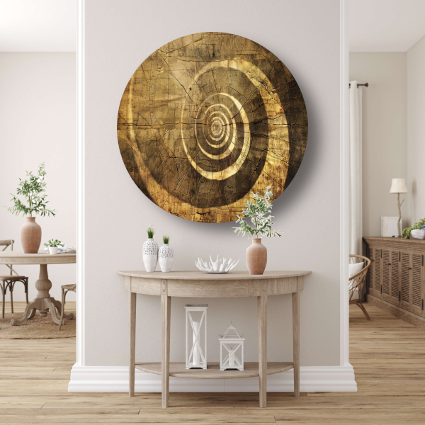 Minimalistische Houten Spiraal aluminium muurcirkel