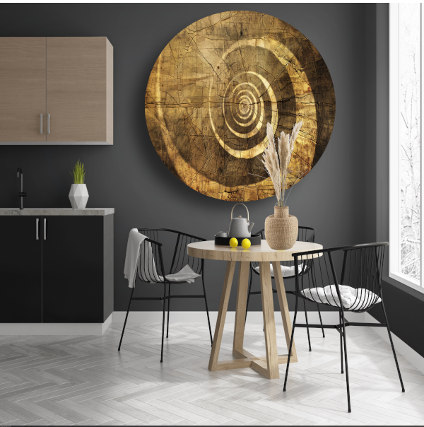 Minimalistische Houten Spiraal aluminium muurcirkel