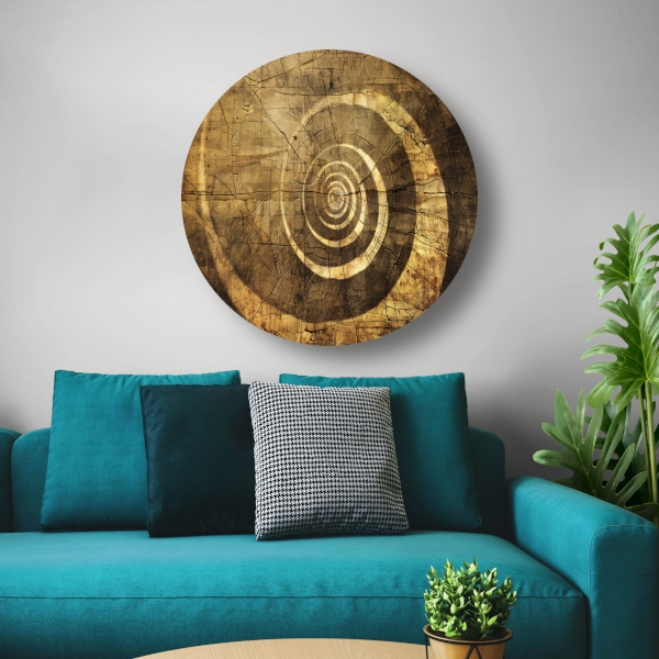 Minimalistische Houten Spiraal aluminium muurcirkel