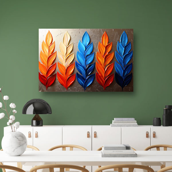 Abstracte gekleurde bladeren op neutrale achtergrond poster