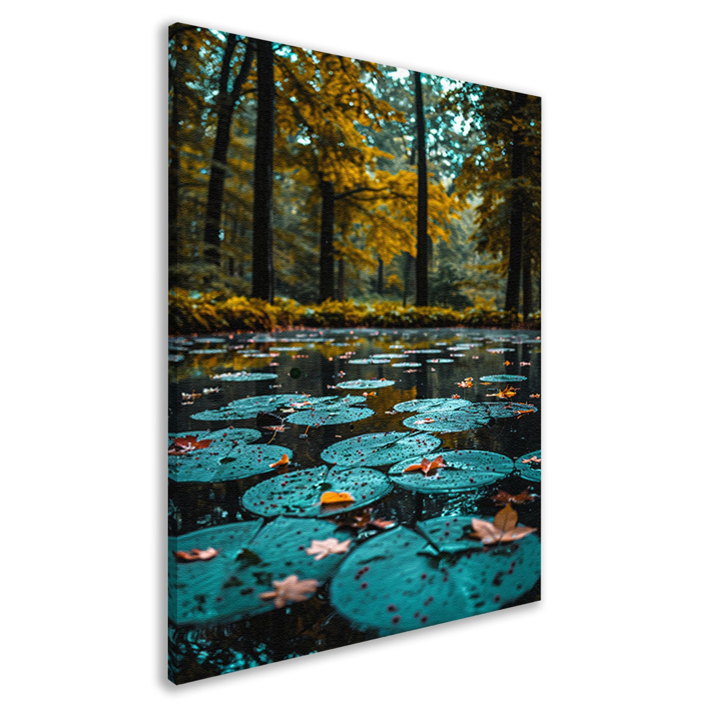Herfstreflectie in een Vijver vol Waterlelies canvas