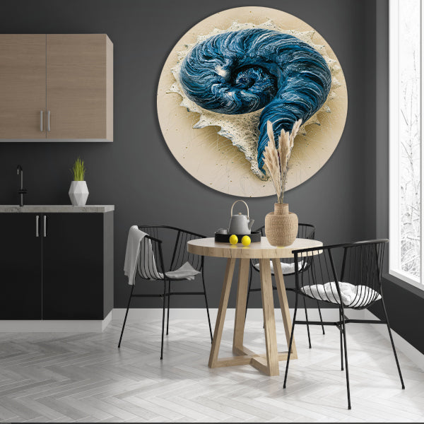 Hypnotiserende Spiralen en Dynamische Spetters aluminium muurcirkel