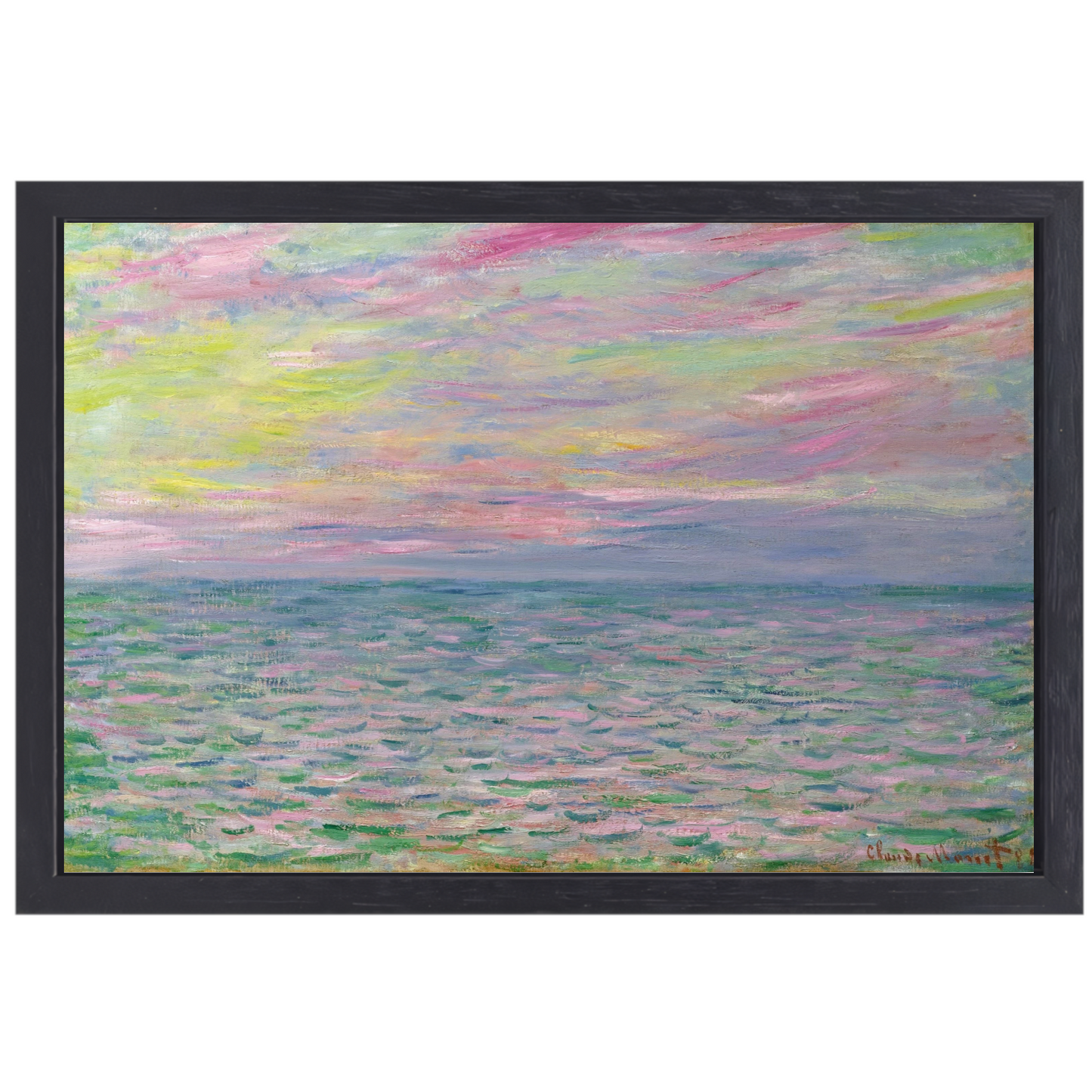 Zonsondergang op zee, bij Pourville - Claude Monet canvas met baklijst