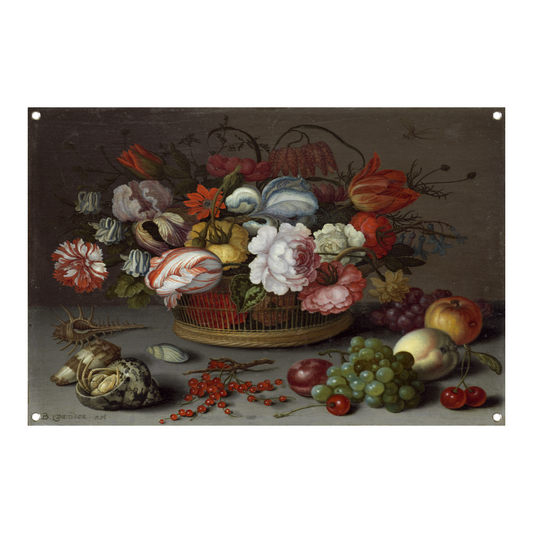 Mand met bloemen - Balthasar van der Ast tuinposter