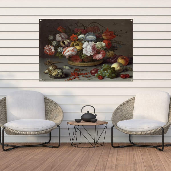 Mand met bloemen - Balthasar van der Ast tuinposter