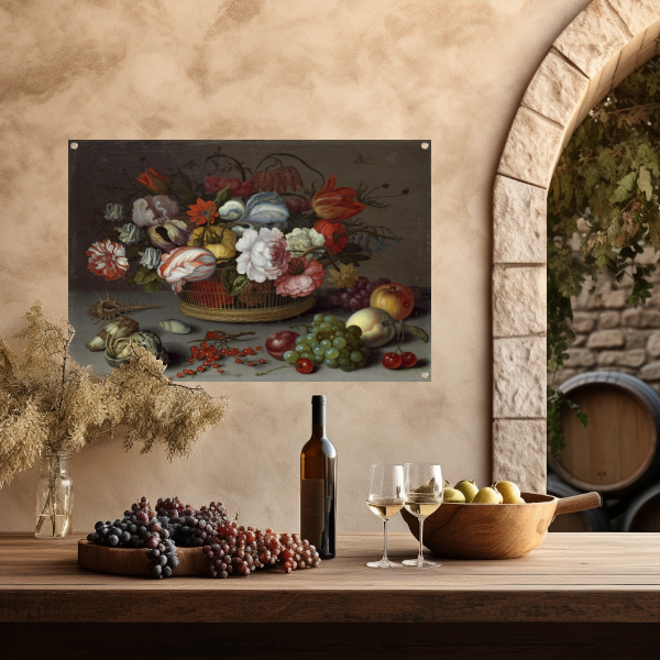 Mand met bloemen - Balthasar van der Ast tuinposter