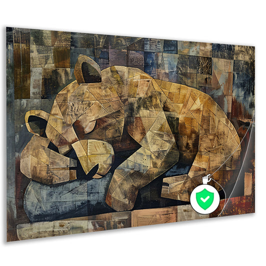 Abstracte beer in geometrische vormen poster