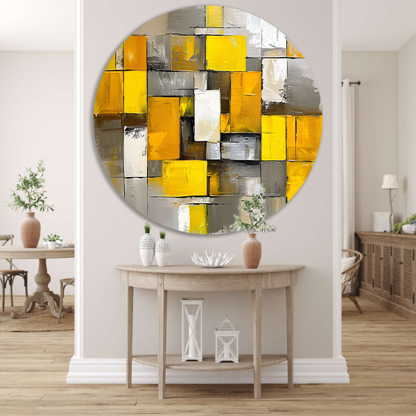 Abstracte kleurrijke rechthoeken in moderne stijl aluminium muurcirkel