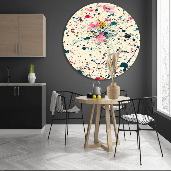Abstract bloemenzee met Kleurrijk verfspatten forex muurcirkel