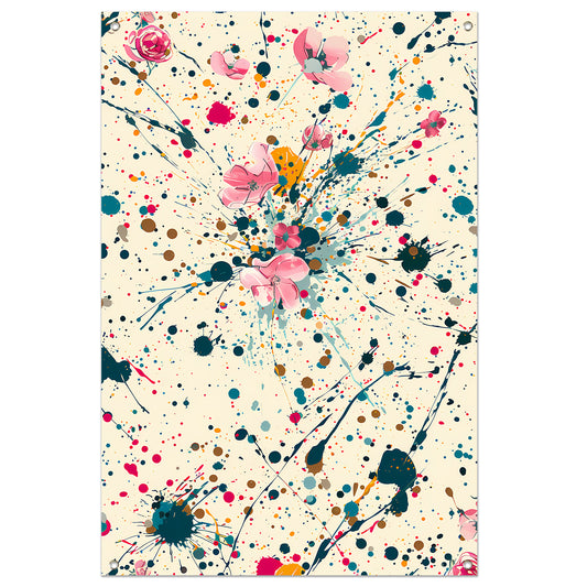 Abstract bloemenzee met Kleurrijk verfspatten tuinposter