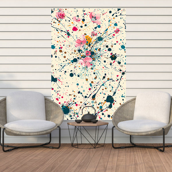 Abstract bloemenzee met Kleurrijk verfspatten tuinposter