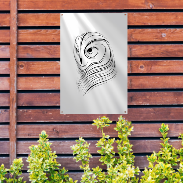 Minimalistische Uil Abstract Lijnen Design tuinposter