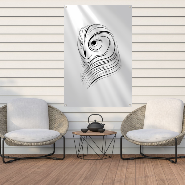 Minimalistische Uil Abstract Lijnen Design tuinposter