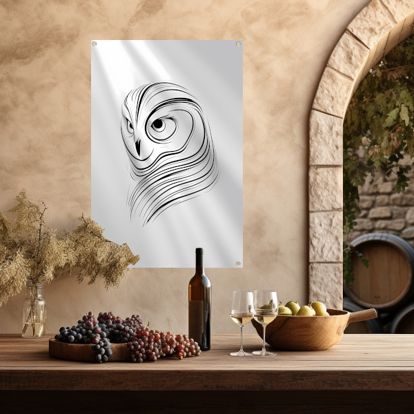 Minimalistische Uil Abstract Lijnen Design tuinposter